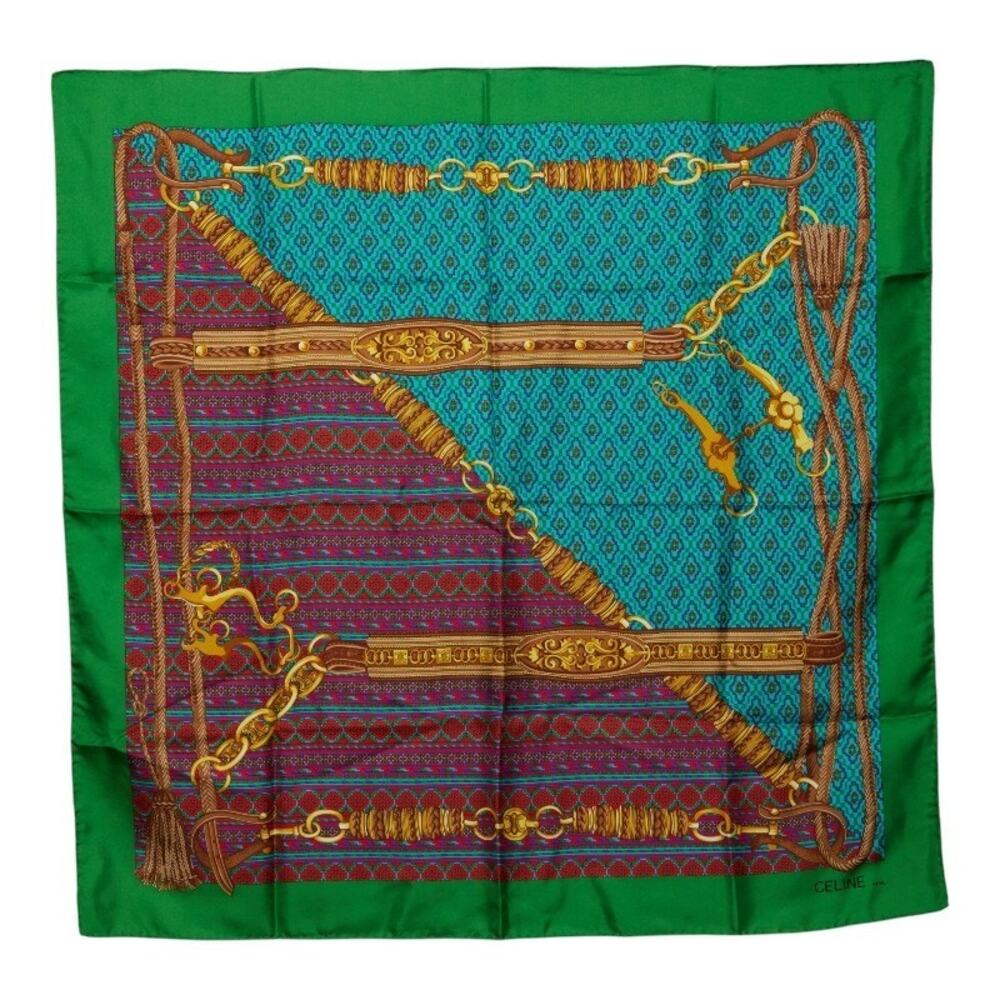 Celine Chain Motif Silk Scarf Multicolor